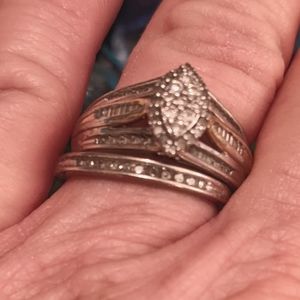 Half Carat T.W. Marquise Shaped Frame Baguette Diamond Ring Size 7-7.5